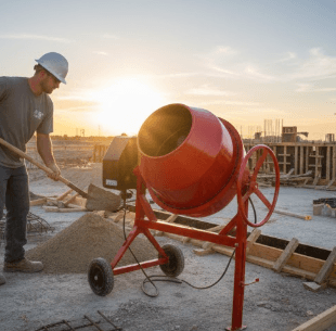 Concrete mixer fastener mounted on frame